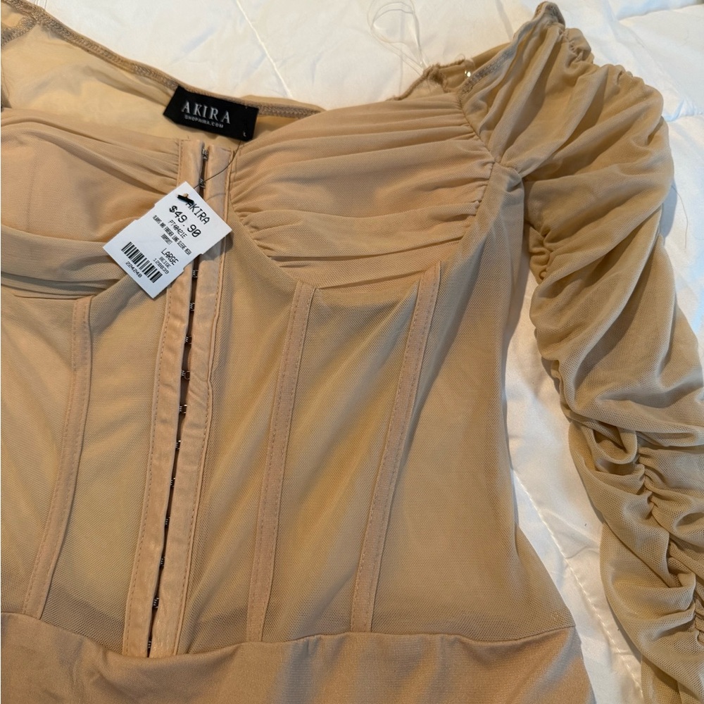 Akira Tan Off-Shoulder Bodysuit